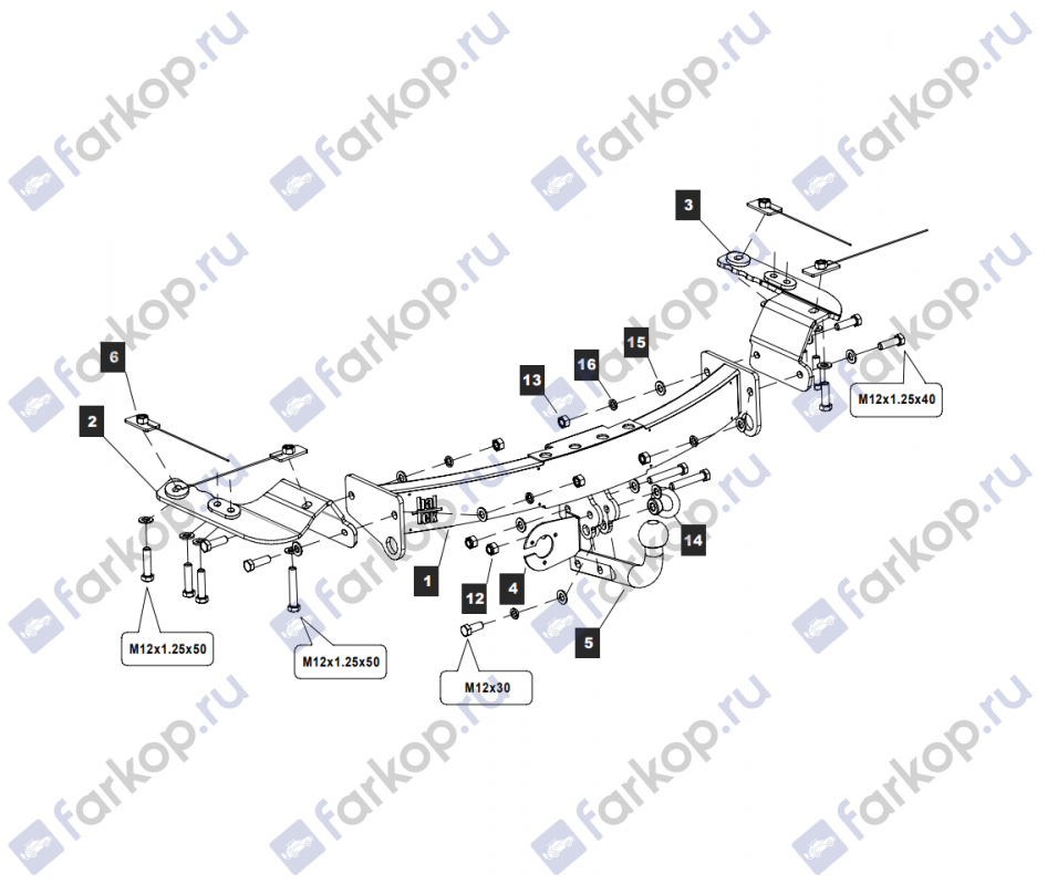 Фаркоп Baltex для Lexus LX 570 2007-2021 Y20ANL в 