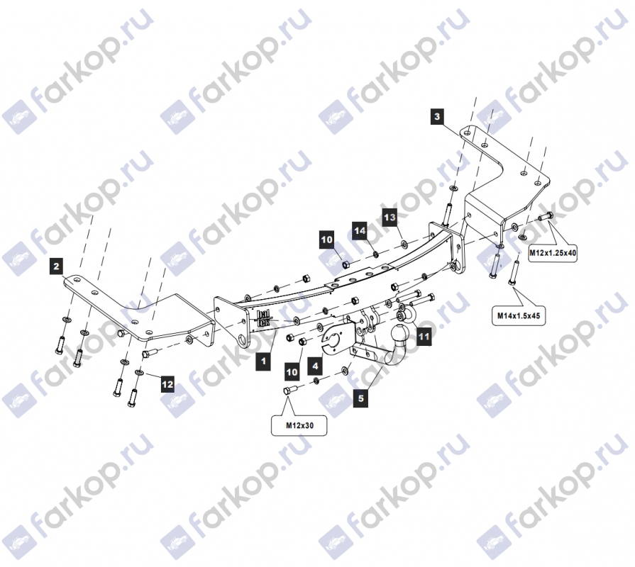 Фаркоп Baltex для Toyota Land Cruiser J100 VX 1998-2007 Y08AN в 