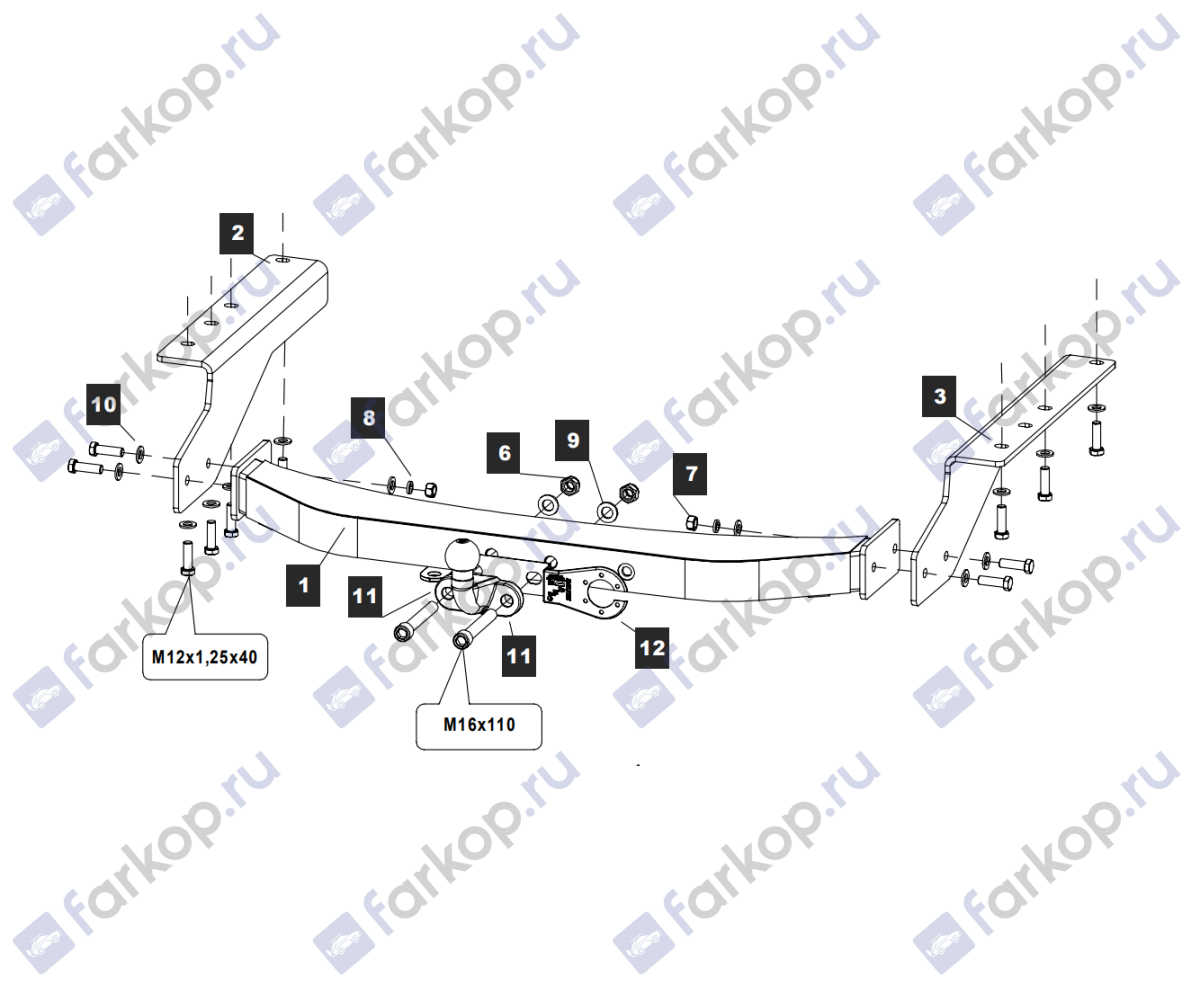 Фаркоп Baltex для Lexus NX 200 2014-2021 (кроме NX 300) 24337608 в 