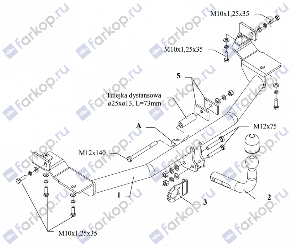 Фаркоп Auto-Hak для Mitsubishi Space Wagon (5дв) 1998-2004 Z 27 в 